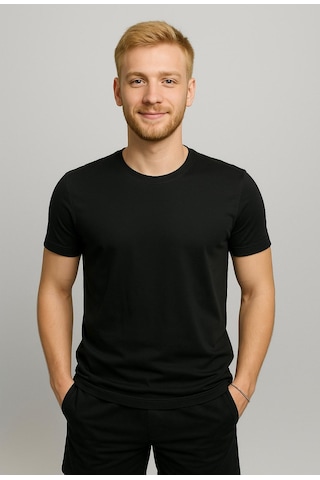 Axxel Erkek Siyah Kısa Kollu T-shirt-d405 Siyah