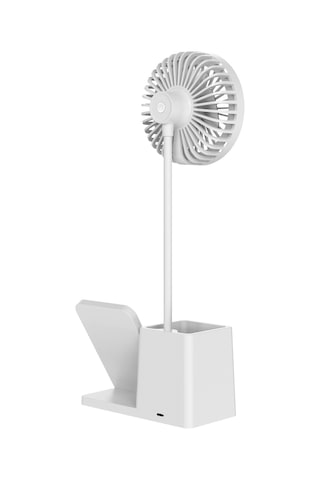 S-link Sl-m9055 Beyaz Type-c 10w Kablosuz Şarj Cihazı Fanlı Kalemlik Masa Lambası Hediyelik Usb Masa Fanı