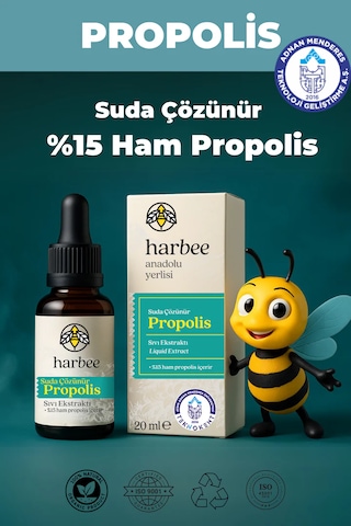 Su Bazlı Propolis Damla 20ml %15 Ham Propolis Bağışıklık Desteği