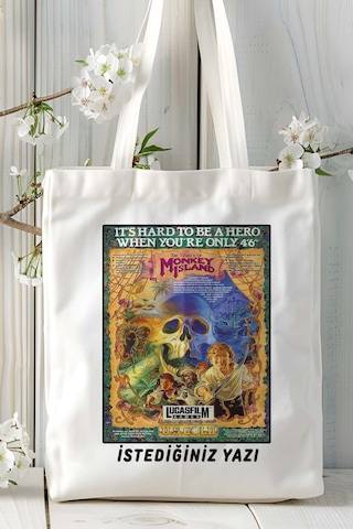 Art Hediye The Secret Of Monkey Island Oyun Baskılı Omuz Çanta Kişiye Özel Model 5 Çok Renkli