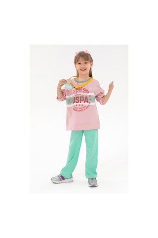 U.S. Polo Assn. Kız Çocuk Pembe Bisiklet Yaka Sweatshirt 50298163-VR041