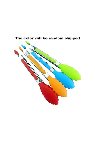 Youtek 20 Cm Islak Ve Sıcak Yemekleri Tutmak İçin Paslanmaz Çelik + Silikon Uçlu Mutfak Kelepçesi Rastgele Renk: Kırmızı, Turuncu, Yeşil, Mavi, Mor Çok Renkli