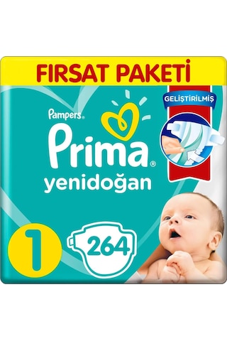 Prima Yenidoğan Aktif Bebek Bezi 44x6 264 Adet 1 Numara