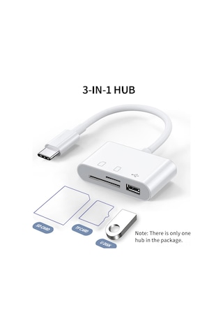 Xindoker Beyaz Type-c Hub: Usb 2.0 + Sd/tf Kart Okuyucu, Otg Desteği, Taşınabilir Çoklu Arayüzüyle Veri Transferi Ve Dosya Erişimi