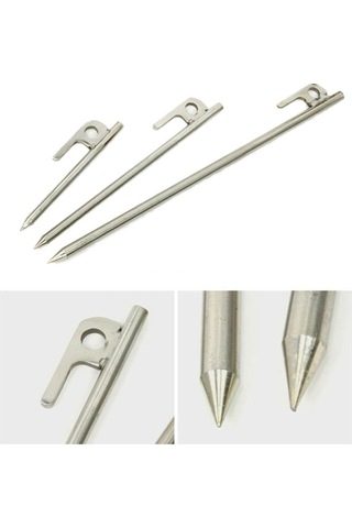 Homyl 5 Parça Ağır 304 Paslanmaz Çelik Kamp Tente Çadır 20-santimetre Gümüş