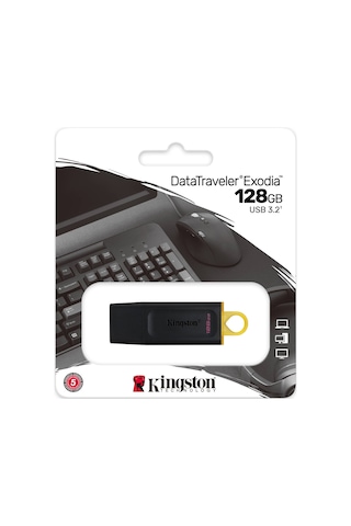Kingston DTX-128GB 128Gb USB3.2 Gen1 DataTraveler Exodia (Black + Yellow) Flash Bellek