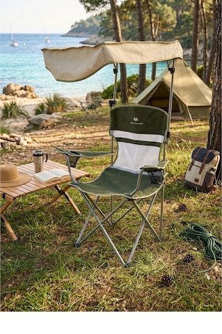 Baycamp Olympos Gölgelikli Katlanır Kamp Sandalyesi Haki
