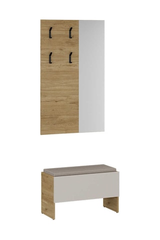 Porto 4 Askılı Aynalı Vestiyer Panosu - Florida Meşe 72x117x3 Cm