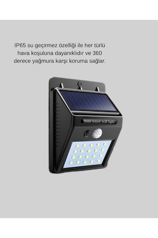 Mey İthalat 20 Led Güneş Paneli Aydınlatma - Fotoselli Ve Hareket Algılamalı Dış Mekan Duvar Lambası
