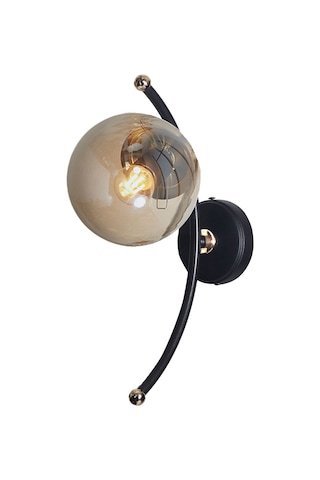 Luzarana Nora Siyah-gold Metal Gövde Bal Camlı Tasarım Aplik Sarı