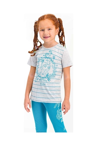 Karlar Ülkesi - Frozen Lisanslı Karmelanj Bisiklet Yaka Kız Çocuk Tayt Pijama Takım 5274-19916 Kar Melanj