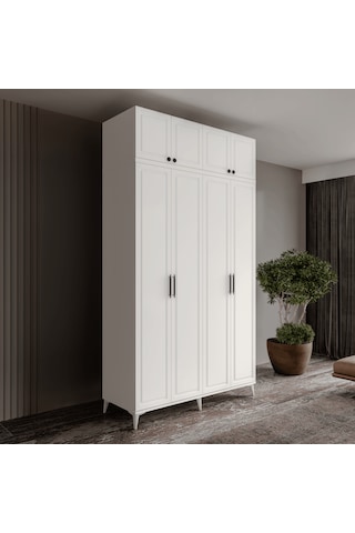 Guneystore Milas 4 Kapaklı Komple Mdf Ayaklı Yüklüklü Gardırop