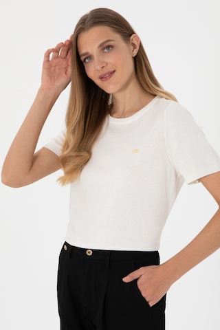 U.S. Polo Assn. Kadın Beyaz Bisiklet Yaka Triko Tişört 50306460-VR013