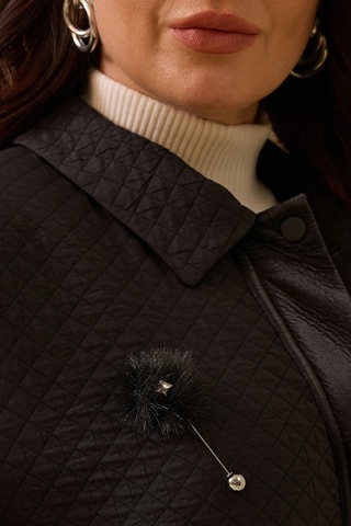 Galaxi Kadın Büyük Beden Aksesuar Detaylı Kapitone Kap 4007 Siyah Siyah