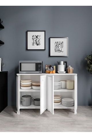 Stella Çok Amaçlı Country Dolap Meşe-beyaz, 4 Kapaklı Dolap