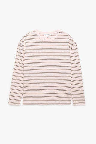 Koton Uzun Kollu Bisiklet Yaka Çizgili T-shirt pembe