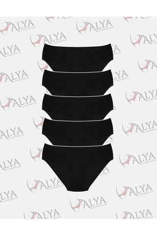 Alya Underwear Kadın Pamuklu Hipster - Slip Külot 5 Farklı Renk 1 Pakette Siyah