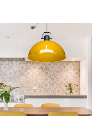 Kugel Sarı Metal Sarkıt Mutfak Avize Ofis Hol Cafe Tavan Aydınlatma Sarı