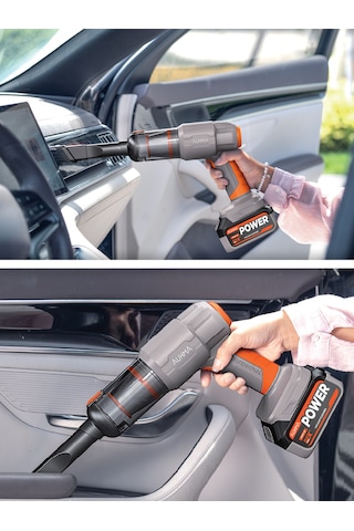 Auhma Ahv-21 20.000pa Şarjlı Araç Süpürgesi Ve Hava Üfleyici - Çift Bataryalı Profesyonel Set Gri