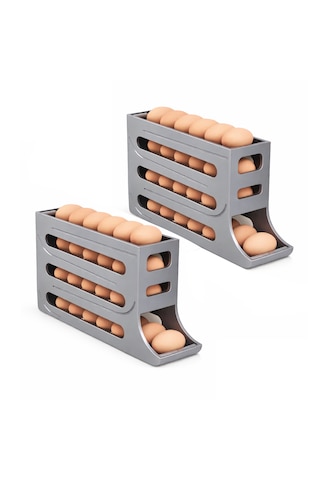 Microcase Abs Plastik Dolapiçi Yuvarlanır Tip Yumurta Organizer Ve Standı 2 Adet Al54529 Siyah