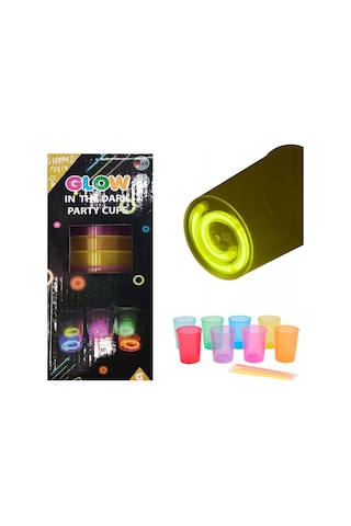 Karanlıkta Yanan Gece Işığı Mega Glow Bardaklar 8 Adet 8.5 X 10.5 Cm - Anex-874094 Çok Renkli