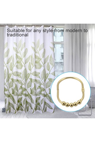 12 Paket Geniş Duş Perdesi Halkası Kanca Seti, Duş Çubukları İçin, Altın Diğer