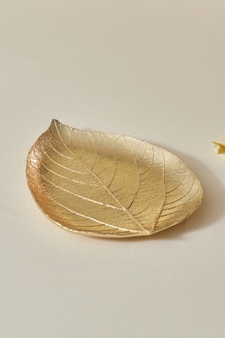 Karaca Leaf Dekoratif Tabak Gold 24x18x2,5 Cm