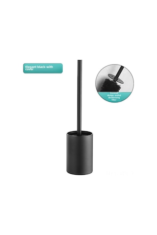 Konesam Stainless Steel Banyo Tuvalet Fırçası Tutucu - Üstü Kapaklı, Delme Yok, Yere Konulabilir, Anti-rusluk, Temizlik Ve Saklama İçin Siyah Diğer
