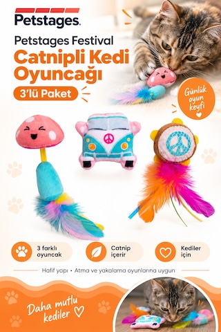 Petstages Festival Catnipli Kedi Çiğneme Oyuncağı 3' Lü Paket