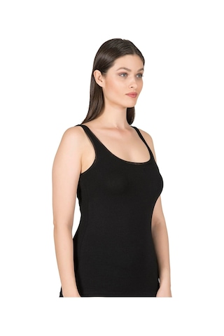 Özkan Underwear Kadın Likralı Tül Biyeli Pamuklu Modal Atlet Siyah K25493-siyah
