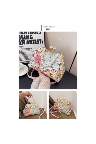 Didadodo Zarif Çiçek Desenli Çapraz Çanta - Pembe Pembe, Zarif Desenli Pembe