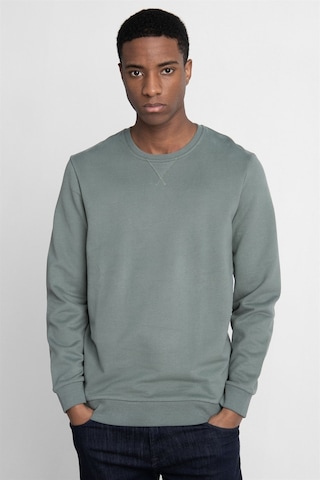 Tudors Pamuk Bisiklet Yaka Basıc Unisex Yeşil Sweatshirt-26567-yeşil Yeşil