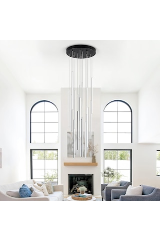 Evren / Sarkıt Avize / 18 Çubuk / 2 Mt / Antrasit Gövde / 3 Renk Antarsit Gri