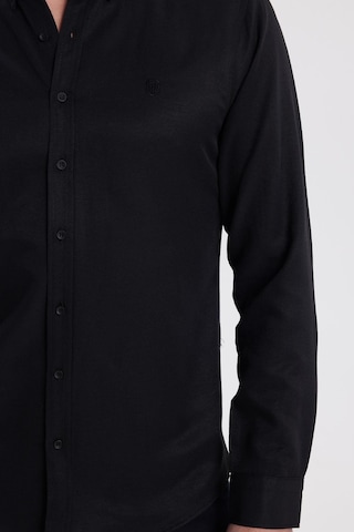 Tudors Erkek Slim Fit Dar Kesim Düz Oxford Armalı Yaka Düğmeli Siyah Spor Gömlek-42019 Siyah