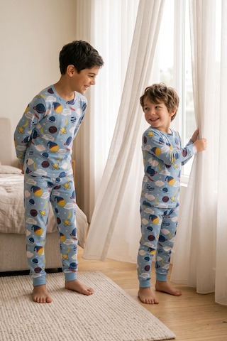 Zuzunga Kısa Kollu Planet Pattern Erkek Çocuk Pijama Takımı Mavi