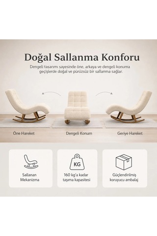 Smarto Relax Napoli Sallanan Ergonomik Dinlenme Koltuğu Tv Koltuğu Berjer Ekru