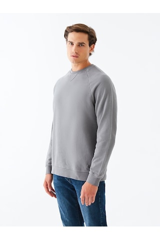 Ltb Soluk Efektli Bisiklet Yaka Koyu Grı Sweatshırt 01124860116089_12882 001