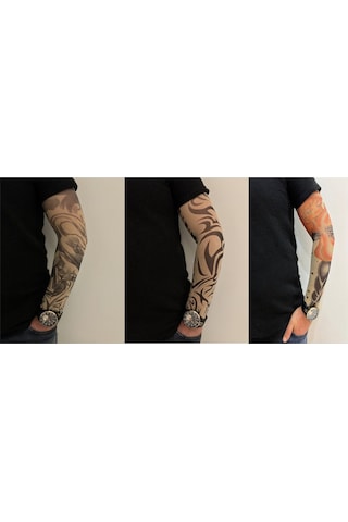 Giyilebilir Dövme 3 Çift 6 Adet Kol Çorap Dövmesi Sleeve Tattoo Set13