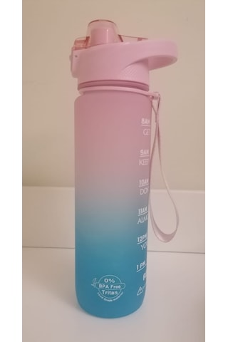 Shop-Set 1000 ML Tritan Motivasyonlu Su Matarası Süzgeçli Pembe- Mavi