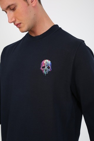 Esqudo Skull Erkek Sweatshirt ESWTP0001 Lacivert