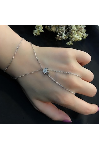 Stela Taç Gümüş Şahmeran Bileklik Beyaz