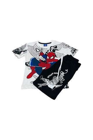 Sml Tekstil Spiderman Temalı Çocuk Tişört Ve Şort Takımı Siyah