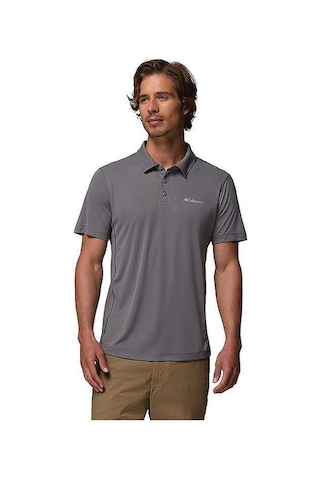 Columbia Zero Rules Light Erkek Kısa Kollu Polo T-shirt Ao4872 Koyu Gri Melanj