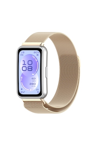 Huawei Band 11 / 11 Pro Uyumlu Manyetik Metal Örgü Hasır Örgü Kordon Starlight