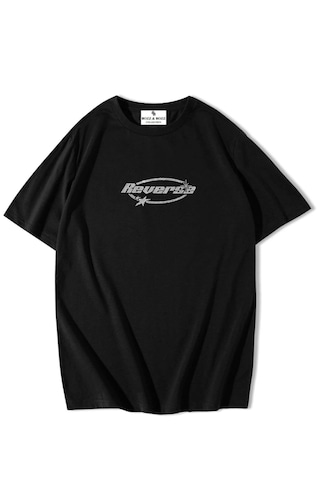 Bozzbozzcollection Kadın Reverse Taş Baskılı Oversize Tshirt Siyah