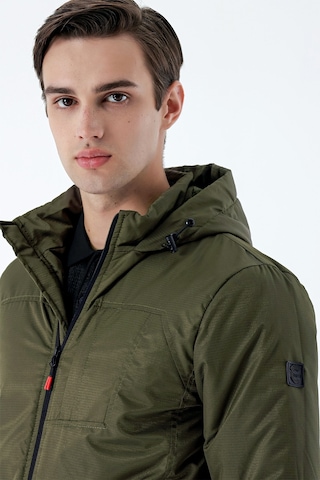 Koyu Haki Dik Yaka Astarlı Slim Fit Dar Kesim Casual Mont 1007235161-Koyu Haki