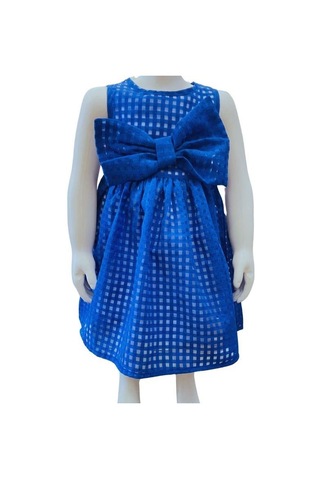 Çikoby Kız Bebek Fiyonk Elbise-13878 Mavi