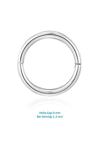 6 Mm Silver Cerrahi Çelik Düz Halka Tragus Piercing Helix Kıkırda Renkli