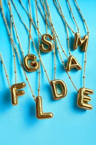 Altın Kaplama 925 Ayar Gümüş Harf Bayan Balon Kolye - 50 CM