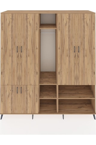 Kronos Dolap 15 Raflı 5 Kapaklı Tek Askılı 220x59x243 Çam-çam/çam Atlas Çam/atlas Çam